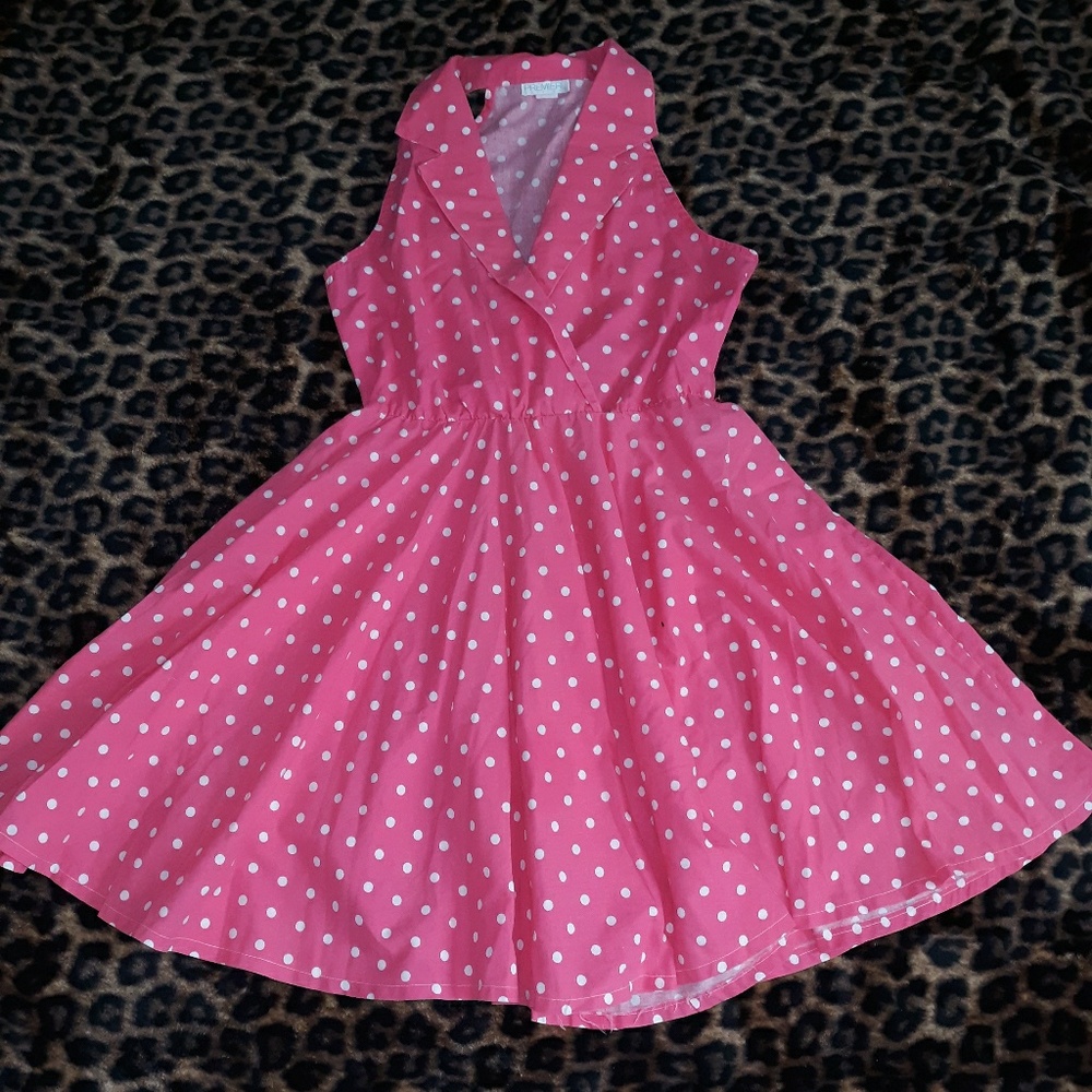 Pink Polka Dot Rockabilly Swing Dress